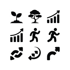 Profit growing icon. Isolated vector icon. Progress bar. Growing graph icon graph sign. Chart  Growth icon set. Containing performance, gain, improvement, grow, chart, increase, evolution and Line ic
