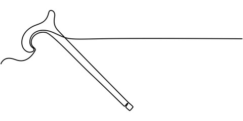Walking stick icon. Outline Walking stick vector icon for web design isolated on white background, Hand drawn cute outline illustration of walking stick. Flat vector disability device outline doodle. 