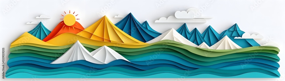 Poster exploring technology-driven business strategies in the global economy a papercut visual on trade and