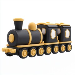Colorful Toy Train with Black and Yellow Components, Perfect for Children's Playtime and Educational Activities