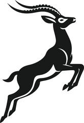 Silhouette of an antelope jumping high