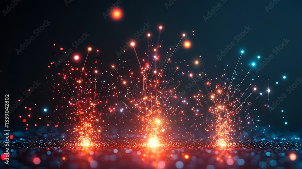 Aufkleber a vibrant display of colorful sparks bursting upward, creating a captivating visual spectacle agains