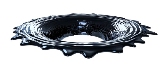 Black Liquid Portal with Rippling Edges Creating a Void Effect Isolate on Transparent Background, cutout, png