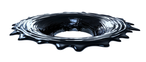 Black Liquid Portal with Rippling Edges Creating a Void Effect Isolate on Transparent Background, cutout, png