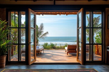 Luxurious beachfront room with elegant interior design