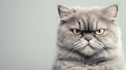 Grumpy Gray Persian Cat Stare