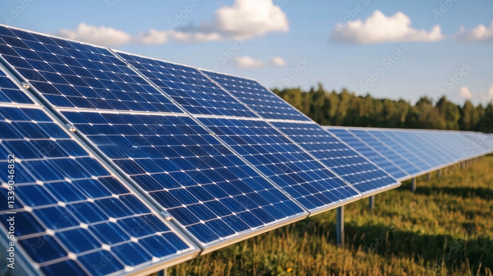 Wall mural solar power array field view