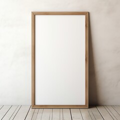 Blank Frame Mockup on Floor Against Wall Ready for Art Display