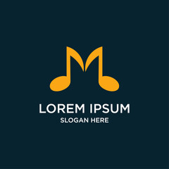 Modern Music Logo Design With Yellow Notes