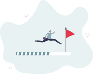 Progress or journey to success or achieve goal, business step or career path, mission or challenge to succeed, improvement concept.flat character life .