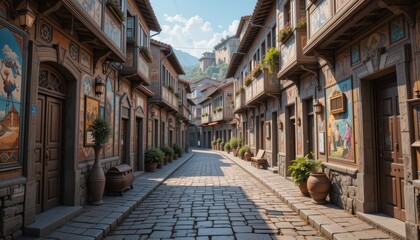 Charming cobblestone street old town photography historic setting eye-level urban exploration