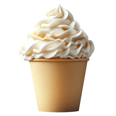 paper cup with soft serve vanilla ice cream isolated on transparent background --s 750