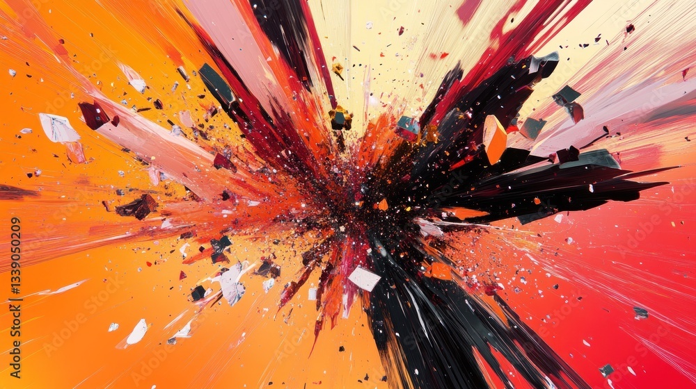 Aufkleber abstract explosion of colorful shapes and fragments.
