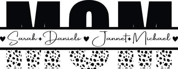  Mom unique SVG, custom mother's Day split name frame graphic t shirts, Funny Mummy Shirt  2025 illustration design.