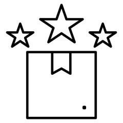 Top quality delivery. Package with three stars above it, representing excellent service or rating.