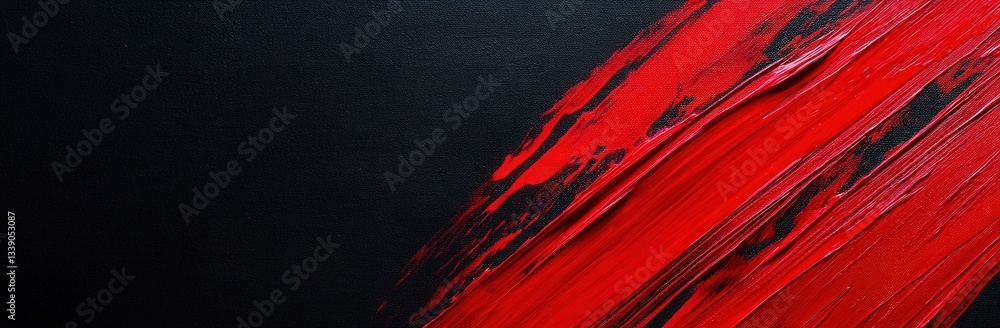 Aufkleber abstract red and black painting with dynamic brush strokes, creating a bold and energetic visual imp