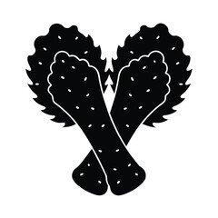 Crispy Fried Chicken Wings, Heart Shaped, Delicious, Savory, Food, Icon, Graphic, Design, Restaurant,