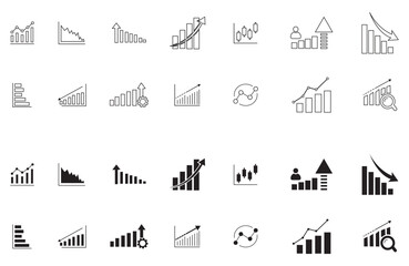 Obraz premium Growing graph icon set. Growth chart icon. Growing bar graph, vector illustration.