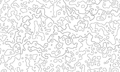 Abstract Line Art Pattern of Organic Shapes on White Background. seamless pattern with hand drawn hearts. 