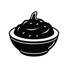 Delicious Creamy Sauce in a Bowl, Black and White Illustration