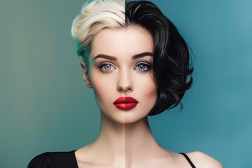 Fototapeta premium Dual Beauty: Striking Contrast in a Portrait