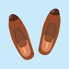 Father's day celebration design with stylish brown shoes on blue background.
