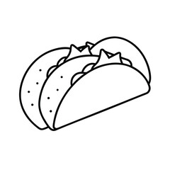 Delicious Mexican Tacos, Line Art, Food Illustration, Simple Design