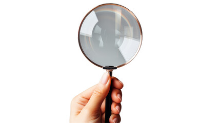 Magnifying Glass in Hands Professional Research Tool, Detailed Closeup for Investigation.