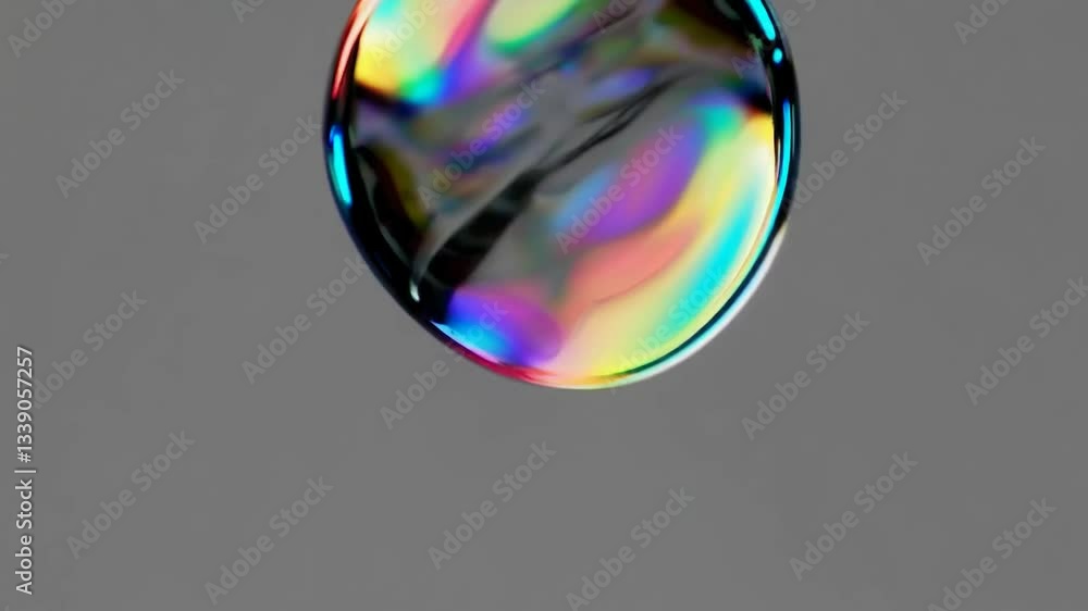 Poster vibrant colorful soap bubble transformation in slow motion effect