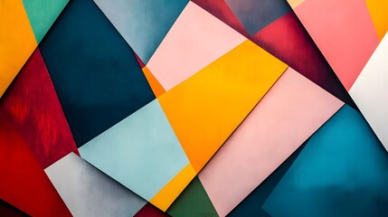 Vibrant geometric abstract pattern with overlapping shapes and colors