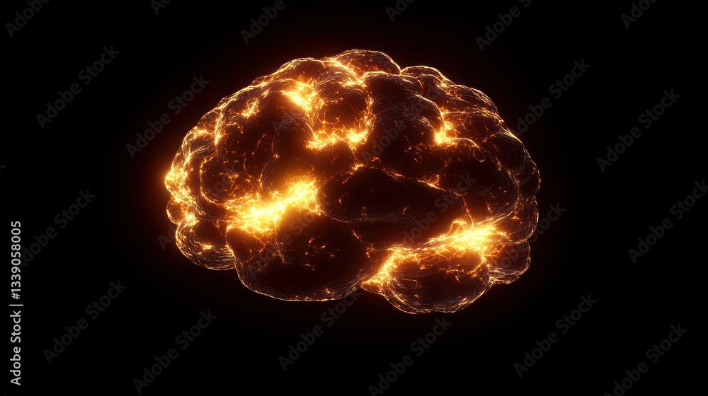 Aufkleber exploding brain on black background