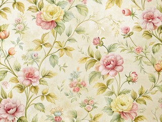 Elegant Floral Wallpaper Texture for Dining Room - Right Side Copy Space