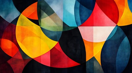 Fototapeta premium Vibrant abstract geometric composition with overlapping shapes and contrasting colors