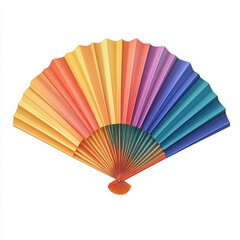 Rainbow Hand Fan on White Background