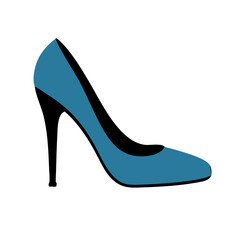 Blue high heel stiletto shoe icon