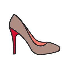 Beige high heels with red soles icon