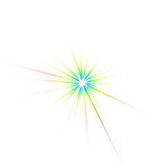 Multicolor Light Flare on transparent Background, rainbow-color