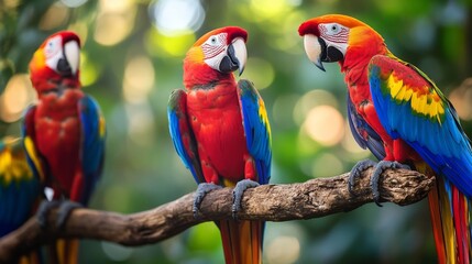 Obraz premium Stunning Macaw Parrots in Lush Tropical Forest