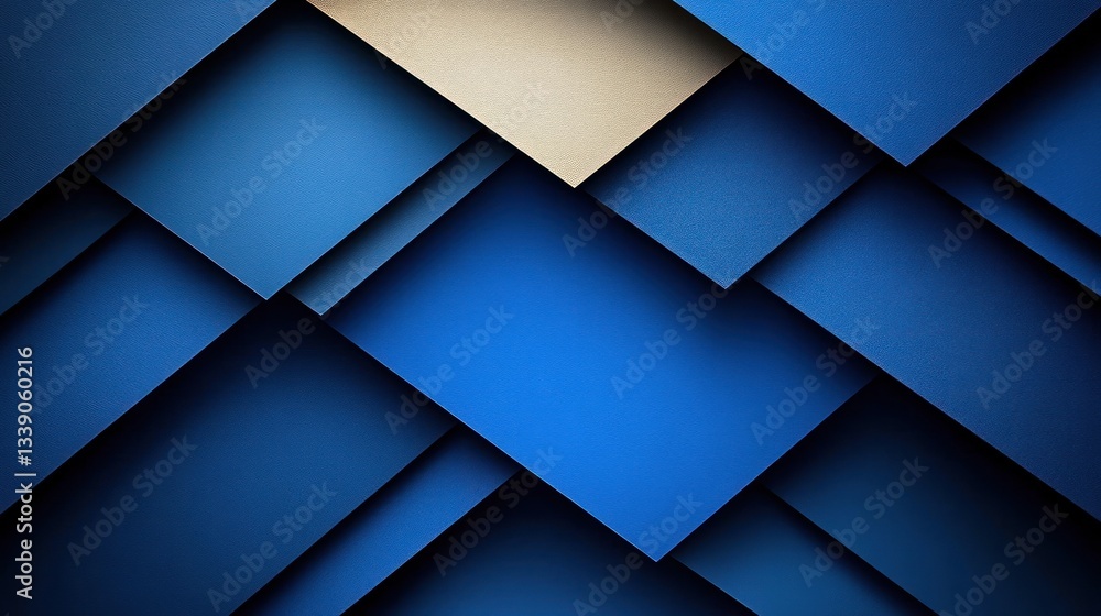 Aufkleber Abstract geometric pattern of overlapping blue and beige squares creating a textured, dimensional effect.