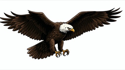 Fototapeta premium Bald Eagle in Flight Illustration