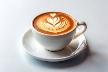 Studio-Shot Coffee Cup, Tilt-Shift Miniature,  Creamy Latte, Ceramic Mug, Coffee Bean Detail