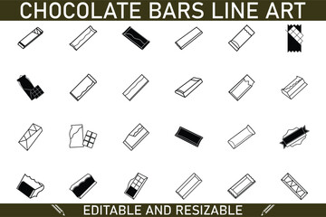 Obraz premium Chocolate Bar Line Art Icons Editable, Resizable, Packaging Designs