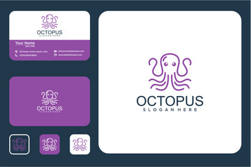 Octopus Logo Design Set On Business Cards