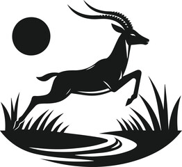 antelope leaping over a stream vector