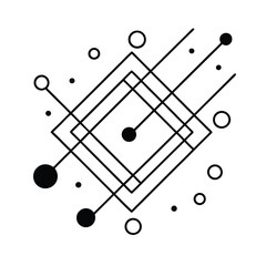 Abstract Geometric Design Lines, Circles, and Squares Pattern