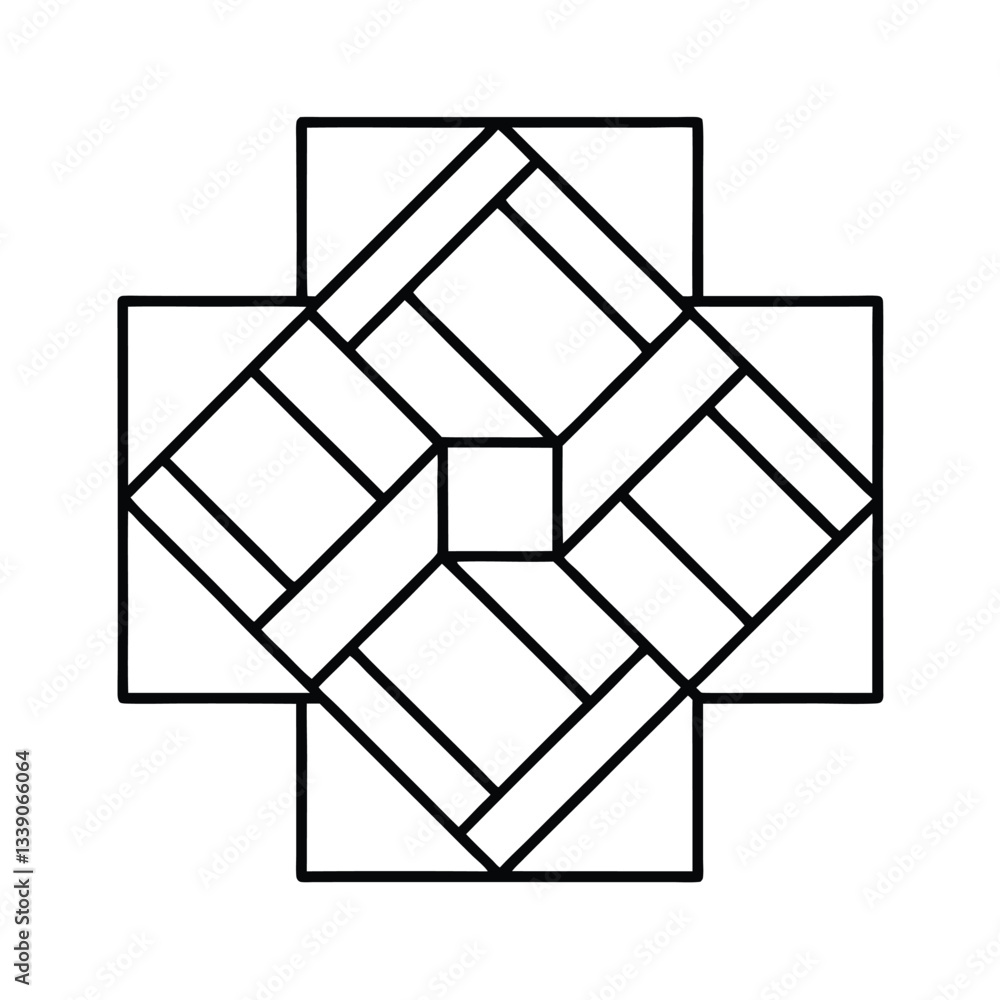 Poster geometric abstract cross pattern design black lines white background