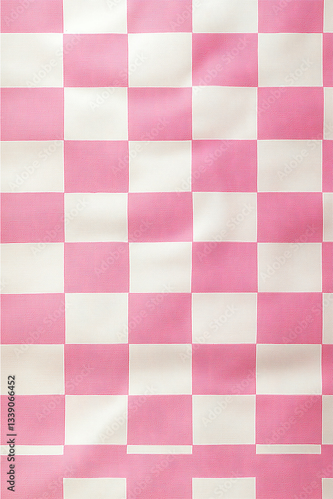 Poster pink and white checkered pattern: a simple, yet stylish and colorful design featuring a close-up vie