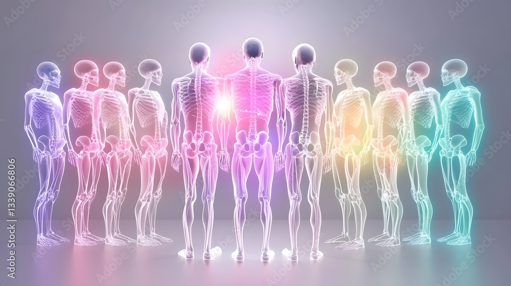 Poster cutting edge ai powered skeletal system simulation showcasing a futuristic real time 3d visualizatio