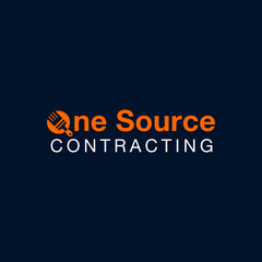 One Source Contracting Logo Design: Orange and Dark Blue Minimalist Branding