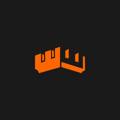 Orange Abstract Geometric Logo Design on Black Background